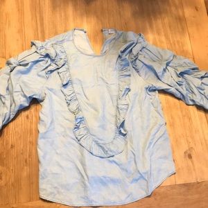Light denim colored ruffled blouse 💰